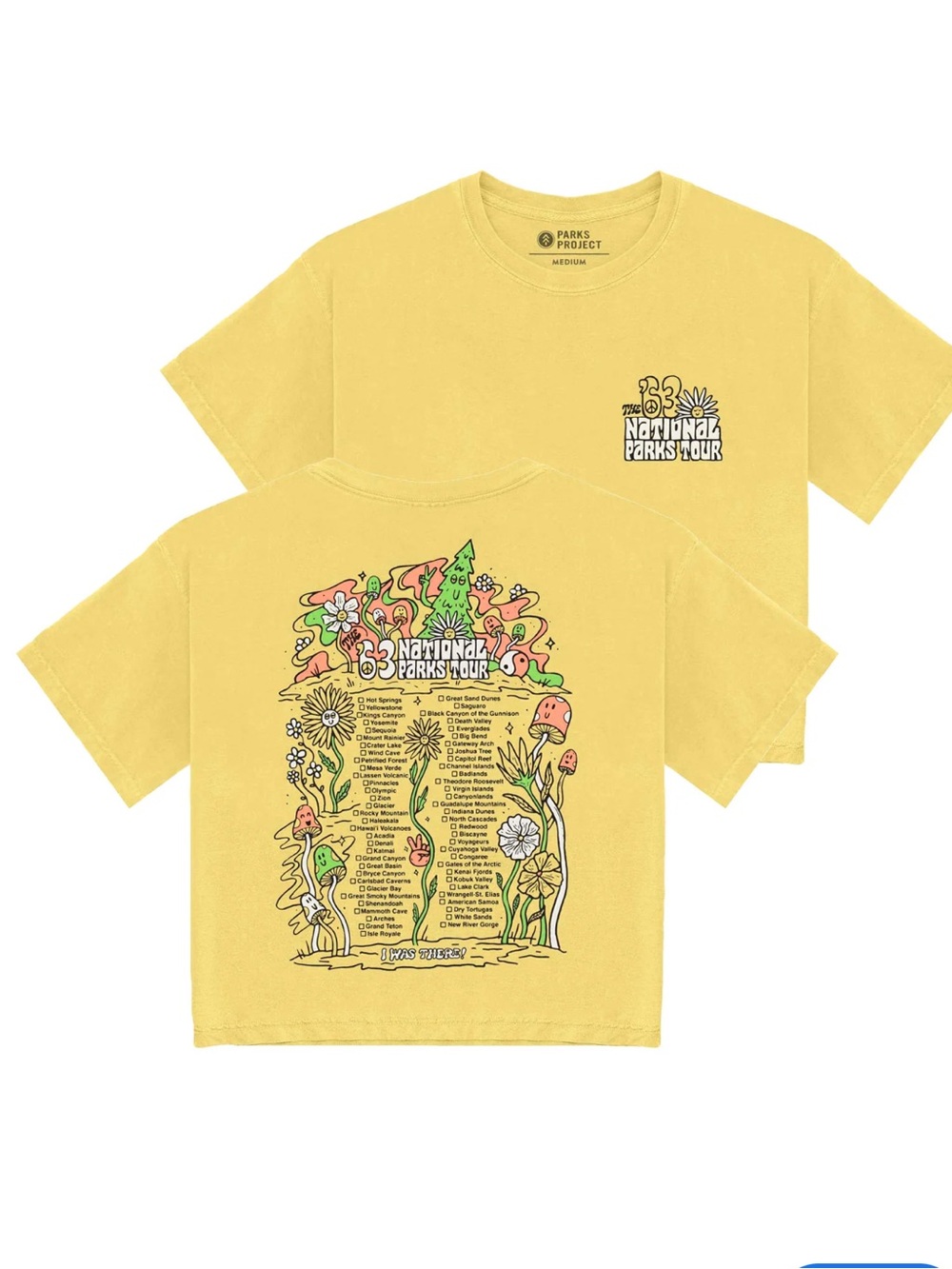 Parks Project 1963 National Parks Tour Boxy T-Shirt - Women's, Yellow, L, EUC